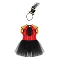 thumbnail image 4 of Linjinx Costume de Cirque pour Filles Enfants Justaucorps Sans Manches à Franges Robe Tutu avec Bandeau Ensemble pour Fête sur Scène Rouge 16, 4 of 7