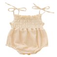 thumbnail image 1 of Newborn Infant Baby Girl Cotton Sling Solid Color Lace Stretch Ruched Jumpsuit Wine Red 0-3 Months, 1 of 8