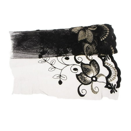 

High- Embroidered Colorful Mesh Lace Fabric Ribbons Width 17.5cm Wedding Dress Clothes Applique Handmade DIY Skirt Decoration Black