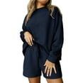 thumbnail image 1 of AherBiu Womens Short Sweatsuits Tracksuits Crew Neck Pullover Tops Shorts Oversized 2 Piece Outfits Spring Clothes, 1 of 6