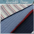 thumbnail image 2 of Cozy Line Navy Blue Red Striped Boy 100% Cotton 3 Piece Reversible Quilt Set, Queen, 2 of 7