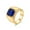 Blue Sapphire-Yellow Gold, variant on Men's Stainless Steel Gold/Silver/Black Plated Ring with Cushion Cut Gemstone Simple Ring Size 7-13