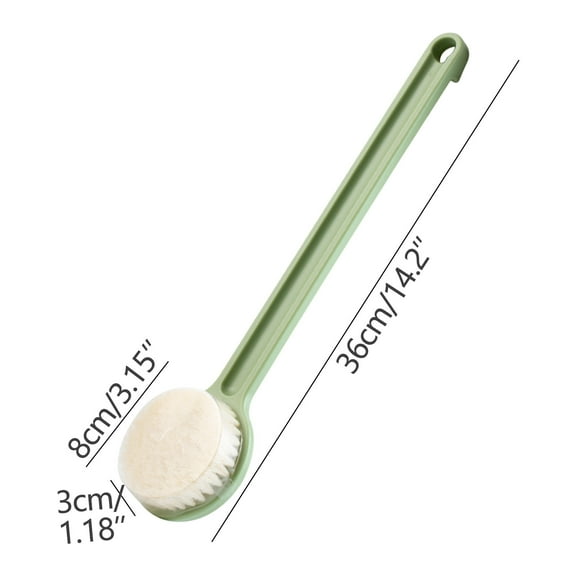 OAVQHLG3B Bath Brush with Long Handle Antiskid Shower Brush for Exfoliating, Natural Bristle Scrubber for Back Use Wet or Dry