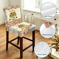 thumbnail image 4 of Sunflower Vintage Bar Stool Cover Set of 2, Farmhouse Floral Botanical Brown Wooden Stretch Bar Chair Cover, Removable Washable Pub Counter Stool Chair Slipcover for Kitchen Dining Room Pub Cafe, 4 of 9