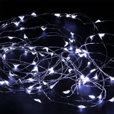 String Light Copper Wire Light Decoration Battery Operated Indoor Wreath Garland Spruce Trees Christmas Bedroom Garden Patios Wedding Dancing Light 6.6ft Steady On Light - White