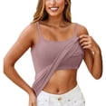 thumbnail image 2 of Tank Tops with Built in Bras for Women Sports Cute Cami Workout Plus Size Camisoles Spaghetti Strap Under Clothes Pink 2XL, 2 of 7