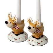 Pfaltzgraff Winterberry Reindeer Candlesticks, Set of 2