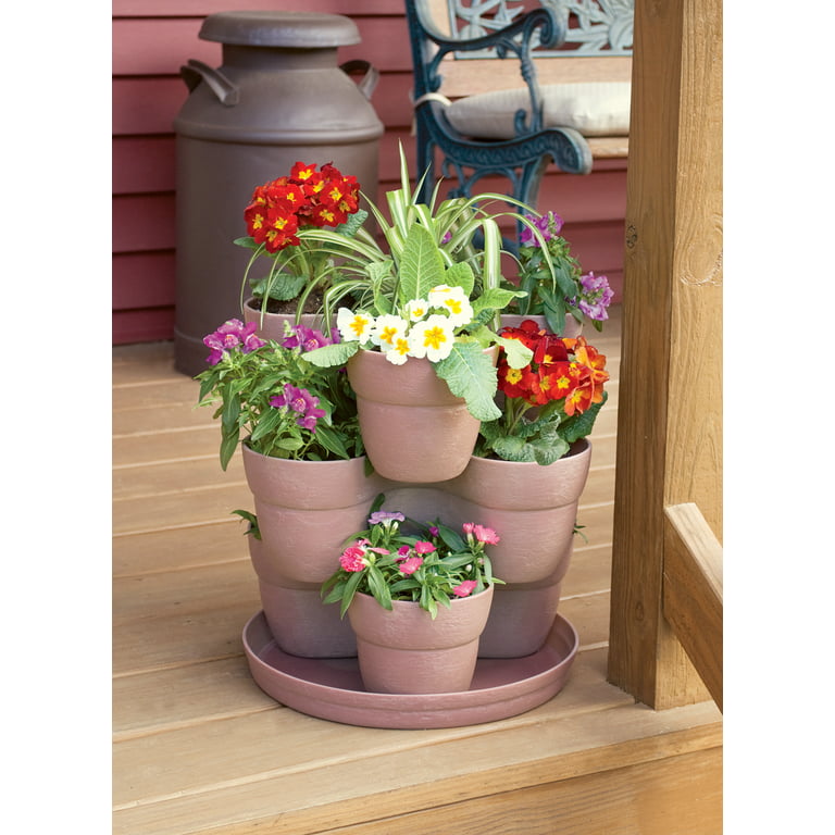 Beaupre 3-Tier Stacking Planter Tower Set - Space Saving Flower Pots - Vertical Planter (Set of 3) Gracie Oaks Color: Green