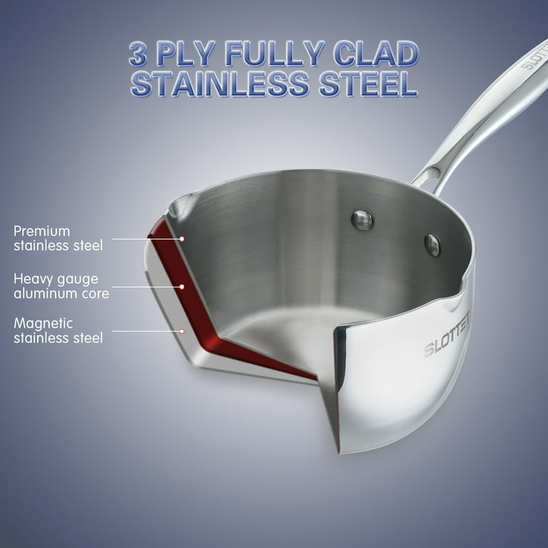 QUIENKITCH 1.5 Quart Stainless Steel Saucepan With Pour Spout