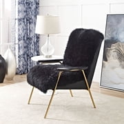 Maklaine Modern / Contemporary Wool Arm Chair in Black Finish