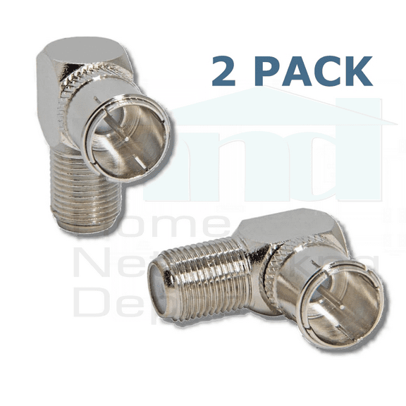PREMISA™ PUSH-ON ADAPTER FEMALE F THREADED 90° TO MALE F PUSH-ON CONNECTOR (2 PACK)