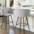 thumbnail image 2 of Homy Casa Bar Stools Set of 2, 30" Upholstered Velvet Modern Stools for Home Kitchen, Beige Grey, 2 of 5
