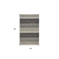 thumbnail image 3 of 2' X 3' Gray Taupe And Tan Wool Floral Hand Woven Stain Resistant Area Rug, 3 of 4