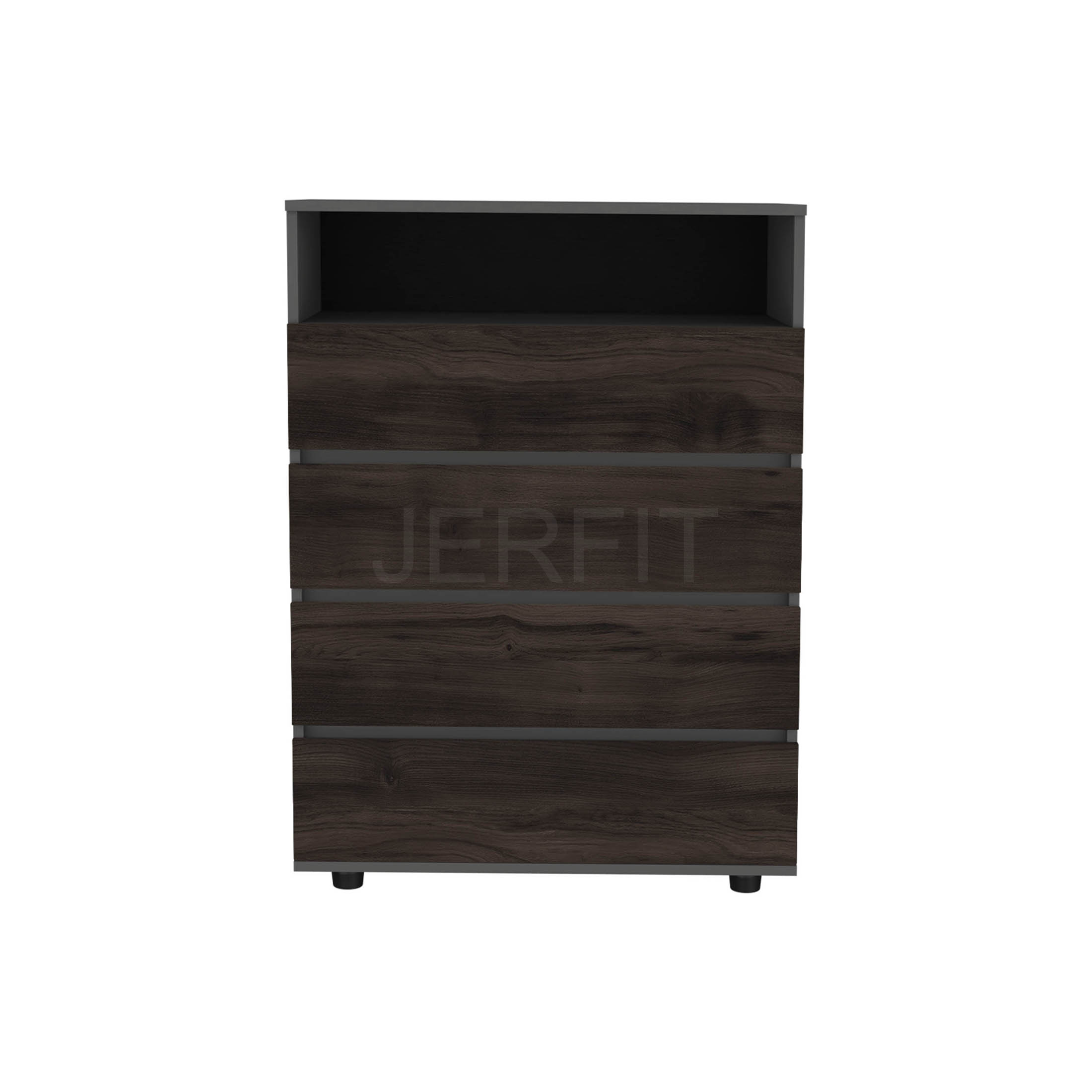JERFIT 4-Drawer Dresser, Modern Gray Chest of Drawers with Large Storage, Compact Bedroom Furniture for Small Spaces