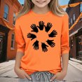 thumbnail image 1 of YUNAFFT T-shirts Décontractés pour Enfants Imprimé Festif Orange Manches Sept Col Rond Design Créatif, 1 of 6