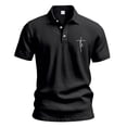 thumbnail image 5 of ZQUUVOU Men's T-Shirt Cotton Linen Solid Color Casual Short Sleeve Button Collar Pocket Shirts (Black,XL), 5 of 9
