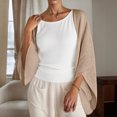 thumbnail image 2 of Women Lightweight Cardigan Open Front 3/4 Sleeve Shawls Wraps Bell Sleeve Kimono Cardigan (Khaki XL), 2 of 6