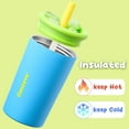 thumbnail image 3 of 2 PACK Kids Double Walled Stainless Steel Cups with Straws and lids | 12 oz Spill-Proof Sippy Smoothie Tumbler Set, Small Kids Snack & Drink Water Cups, BPA-Free (Age: 3+ years old & up), 3 of 3