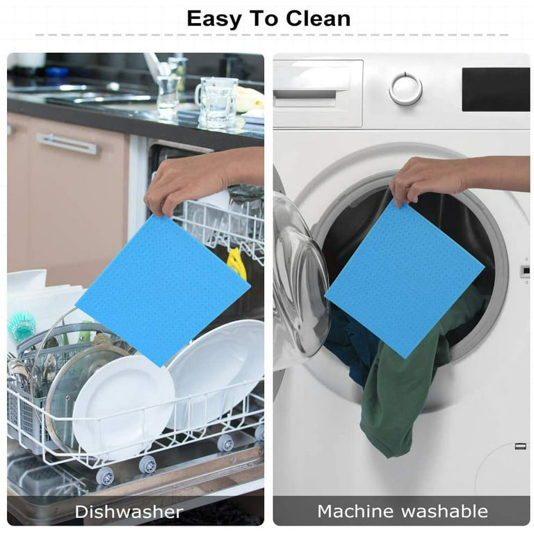 Swedish Dish Cloths - Absorbent, Reusable, & Washable Hand Wash Cloths for Kitchen, Dishwashing - Cellulose Sponge Dishcloth Towels - Eco-Friendly
