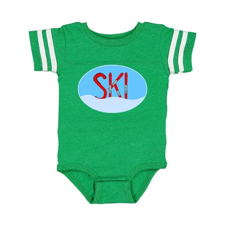 

Inktastic Ski Red Skis And Snow In An Oval Gift Baby Boy or Baby Girl Bodysuit