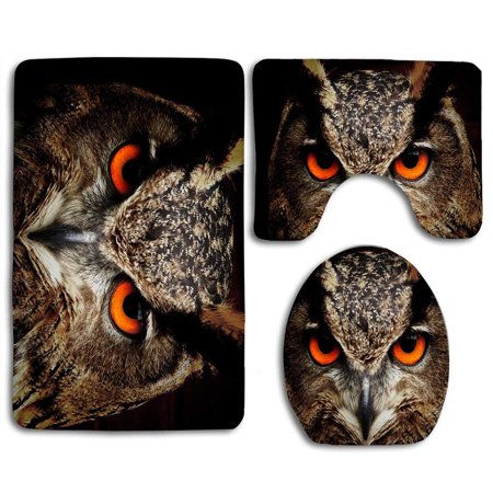 Erehome Cool Owl 3 Piece Bathroom Rugs Set Bath Rug Contour Mat And Toilet Lid Cover Walmart Canada