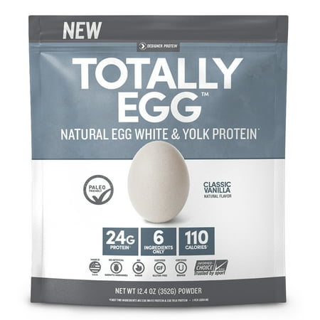 Designer Protein Totally Egg Protein Powder, Classic Vanilla, 24g Protein, 12.4 (The Best Egg White Protein Powder)