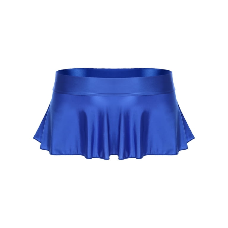 ◆NASTY FANCY CLUB◆ NF Below Zipper Mini Skirt BLUE F23ZC85 YIZYIF Womens Glossy Miniskirt Low Rise Micro Pleated Skirt