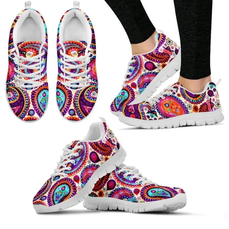 

Pretty Bohemia Pattern Mesh Sneakers for Women Lace up Sport Shoes Female Breathable Flat Shoes Soft Footwear 2022