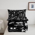 thumbnail image 5 of Homewish Gothic Moths Skull Queen Comforter Set,Spooky Botanical Mushroom Comforter Sets Queen,Black Gray,Black Reversible,3-Piece,1 Comforter and 2 Pillowcases, 5 of 7