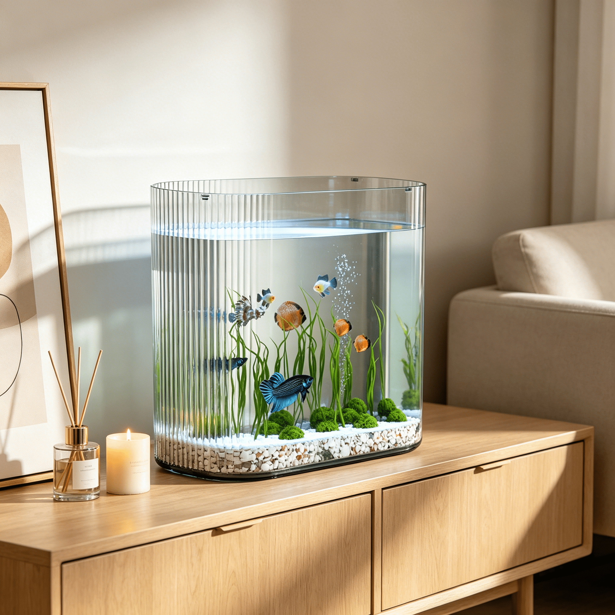HIBIBUD 2026 New Clear Plastic Fish Tank 10-Gallon Transparent Aquarium for Fish and Small Desktop Or Floor-Standing Terrarium Safe Construction High-Definition Viewing Experience