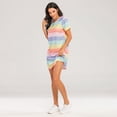 thumbnail image 4 of Defitshape Women's Cute Nightgown Soft Rainbow Striped Sleep Dress Summer Short Nighties Soft Short Sleeve Cotton Lightweight Sleeping Holiday Sleepwear Style1 Small, 4 of 4