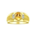 thumbnail image 1 of RYLOS Men's Rings Yellow Gold Plated Silver Rings Classic Designer Style 8X6MM Oval Gemstone & Diamond Ring Citrine Birthstone Rings For Men Size 12, 1 of 7