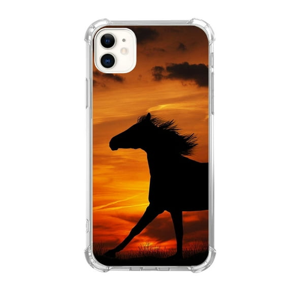 Black Horse Case Compatible with iPhone 11,Unique Art Design TPU Bumper Cover Case