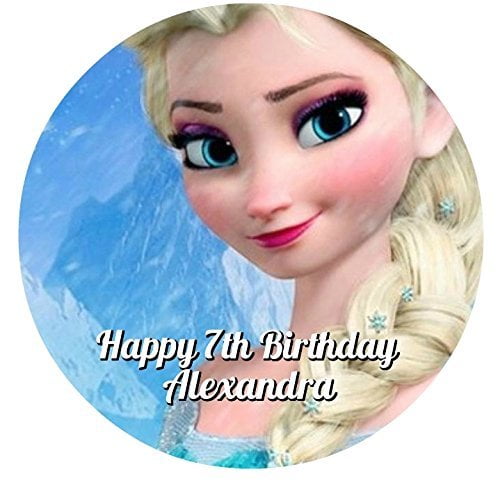 FROZEN ELSA AND ANNA 8 inch personalised icing cake topper birthday childrens