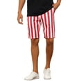 thumbnail image 1 of Pantalones cortos de verano de hombre INSPIRE CHIC, de rayas, con frente plano, talla 36, rojo y blanco, 1 of 5