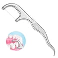 thumbnail image 3 of Stainless Steel Toothpick Dental Floss Reusable Flossing Holder Teeth Cleaning, 3 of 5