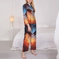 thumbnail image 3 of Zufioo Red And Blue Fire Cloud Dragon Women's Pajamas Set Long Sleeve Shirts & Long Pants 2 Piece Pjs Sleepwear with Pockets，Pajama Set Top With Pants，Lounge Sets Long Sleeve Sleepwear-Large, 3 of 7