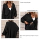 thumbnail image 5 of Mujeres casual knit cardigan suéter V Masajeadores de cuello botón hasta Batwing manga larga suelta hem oversized Outwear negro L, 5 of 6
