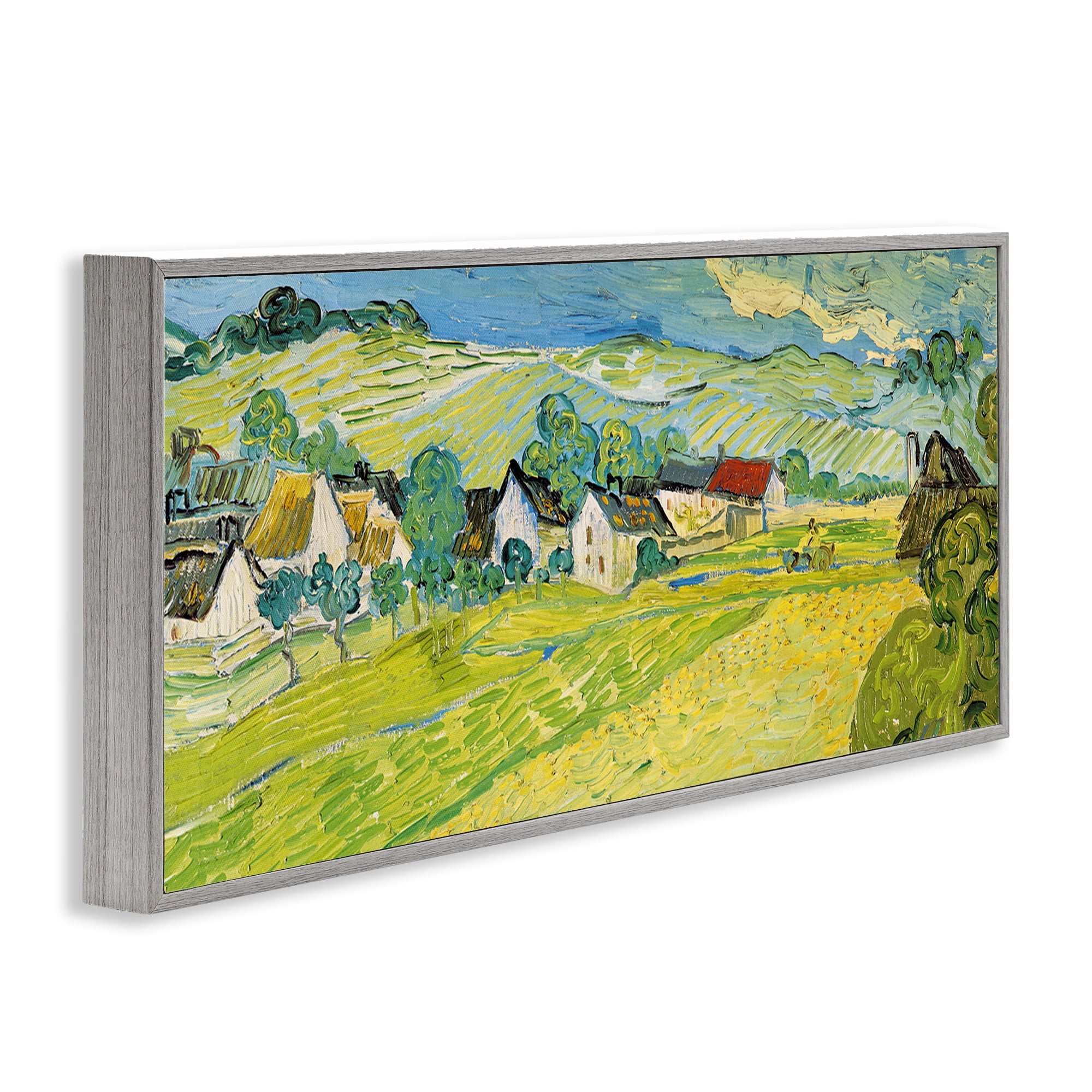 Stupell Industries Van Gogh Sunny View Painting Landscape Painting Gray Framed Art Print Wall Art, 24 x 10