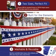 1Pcs 25 Ft Patriotic Bunting with 250 Stars, Red White Blue American Flag Banner for 4th of July, Independence Day, Memorial Day, Outdoor Indoor Door Porch Garden Decorations