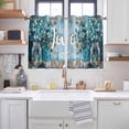 thumbnail image 2 of Blue Teal Spring Floral Kitchen Curtains Short 45 Inch Length, Modern Botanical Oil Painting Art Grommet Top Bedroom Living Room Curtains, Light Filtering Cafe Curtain Drapes 2 Panels Set 84''x45'', 2 of 9