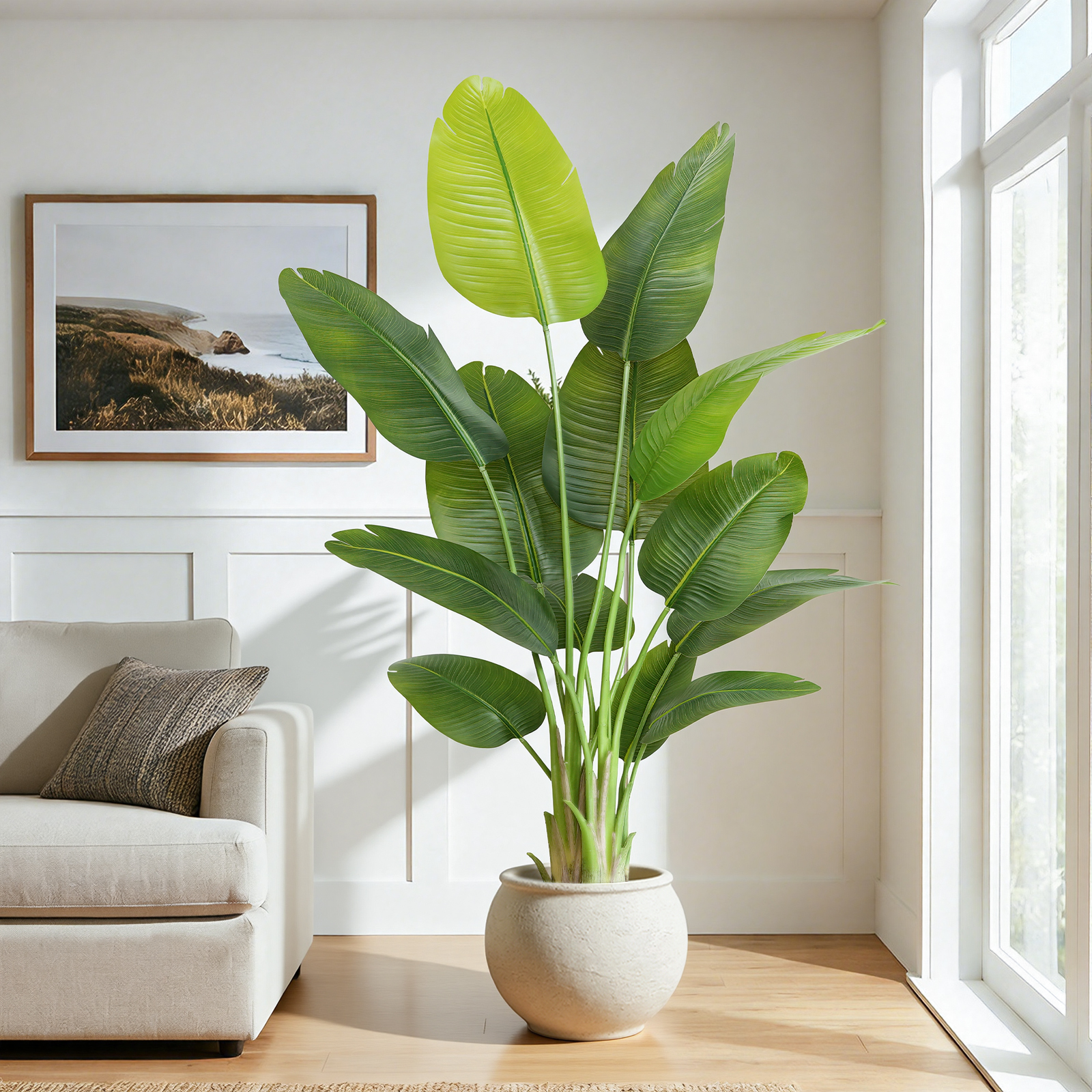 Keeplush 6FT Bird of Paradise Artificial Plant - Tall Fake Silk Tree with 13 Stems, Realistic Large Faux Indoor Floor Plant for Home Office Decor, Big Decorative House Plant (180cm)