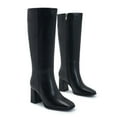 thumbnail image 5 of Knee-High Boots for Women – Tall Faux Leather Fashion Boots with Side Zipper, Square Toe and Chunky Heel, 5 of 7