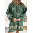 thumbnail image 3 of Women's Mist Green Boho Floral Pattern Puff Sleeve Shift Dress with Tie Neck - [ZhiHiMeRi] | (US 16-18)XL, 3 of 12