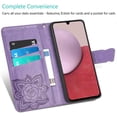 thumbnail image 2 of ZHAOCHENG Funda tipo billetera, [con relieve de mariposas y flores] Funda tipo billetera de cuero con tapa protectora para teléfono con ranuras para tarjetas y soporte para Samsung Galaxy A15, 2 of 5