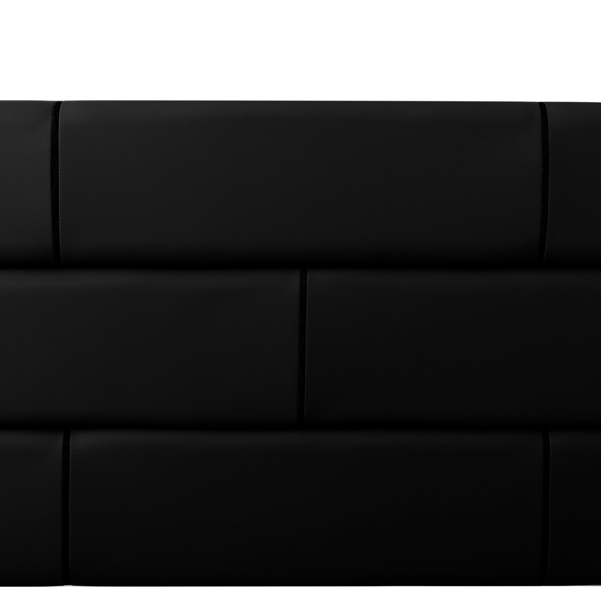 Gewnee Full Size Bed Frame,Upholstered Platform Bed Frame with PU Headboard,Wood Platform Bed,No Box Spring.Black