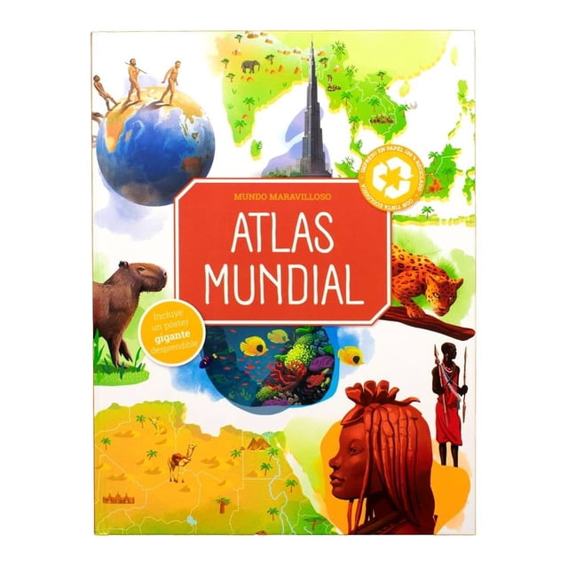 Mundo Maravilloso: Atlas Mundial Yoyo Books incluye un póster gigante desprendible con banderas de países. Libro infantil educativo con mapa interactivo, ilustraciones detalladas de animales, culturas y lugares famosos para explorar la diversidad del planeta.