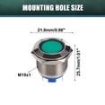 thumbnail image 3 of Unique Bargains 5Pcs LED Indicator Light 19mm 12V Metal Shell Waterproof Pilot  Dash Signal Lamp Internal Green, 3 of 6
