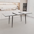 thumbnail image 5 of Extendable Modern Dining Table Set with Grey Linen Chairs - 47 to 63 Inch Adjustable MDF Table for 2-6 People, White Metal Base & Contemporary 4-Piece Seating, 5 of 9