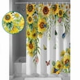 thumbnail image 3 of Small Stall Shower Curtain 36x72 Inch Narrow Half Size Sunflower Bath Curtains Bathroom Decor Summer Botanical Butterfly Watercolor Waterproof Fabric Shower Curtain Set with Hooks 36 Inch, 3 of 6